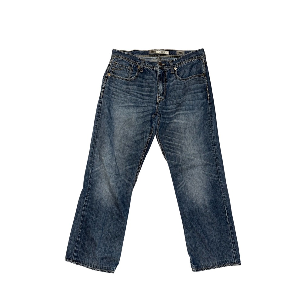 BKE Jake Straight Leg Jeans Mens 33R Blue Medium Wash ABM15017 Denim